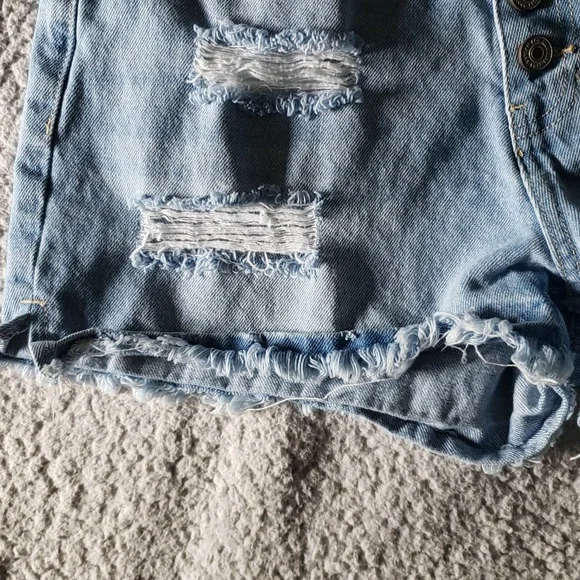 KanCan High-Rise Distressed Denim Cut Off Jean Shorts - Picture 2 of 10